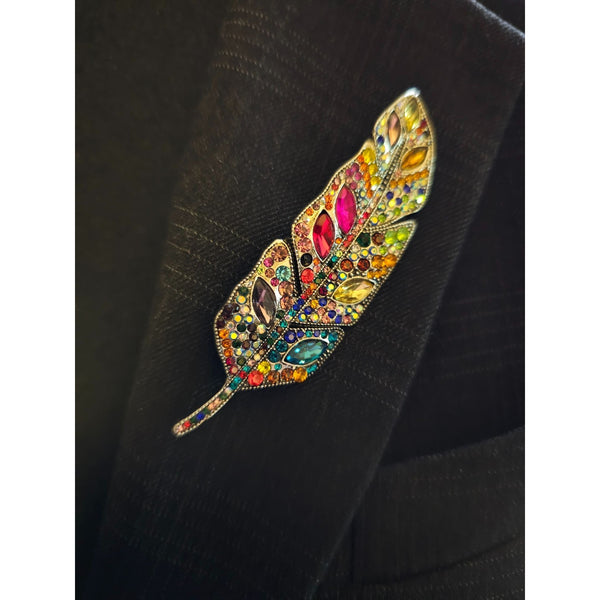 Colorful Feather Rhinestone Brooch. Add a Bold Accent to Your Style! 16