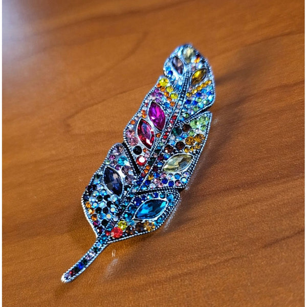 Colorful Feather Rhinestone Brooch. Add a Bold Accent to Your Style! 16