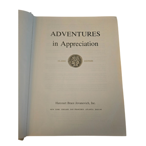 1973 Adventures In Appreciation Classic Hardcover Harcourt Brace Jovanovich