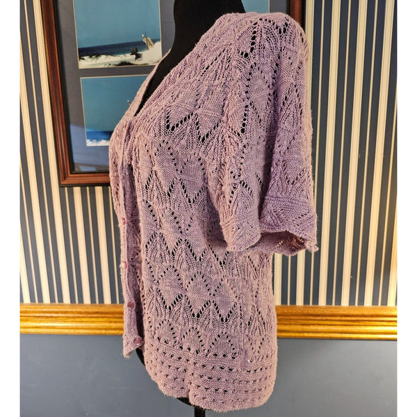 Croft & Barrow Lavender Loose Knit Cardigan L