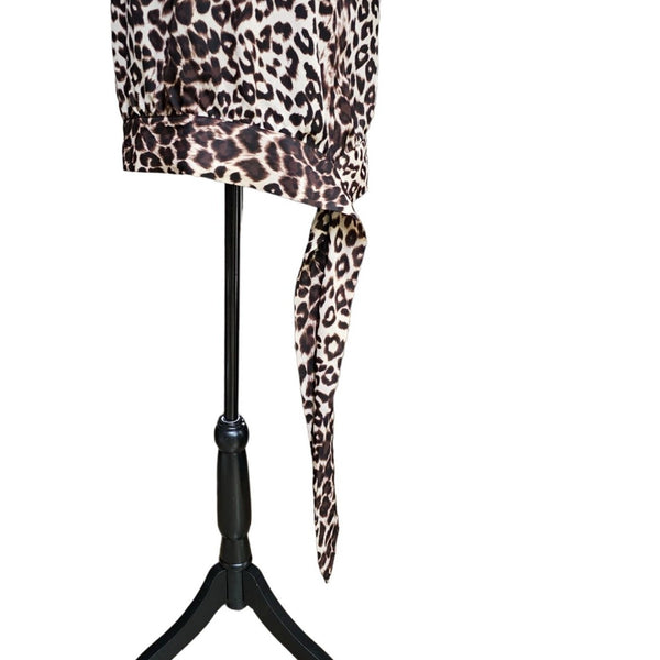 New Directions Leopard Print, Balloon, Semi-Sheer Blouse, Size Medium