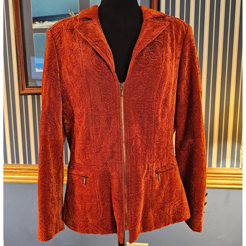 Conrad C Collection Womens Rust Textured Fall Blazer Jacket Size 14