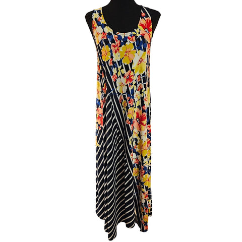 Melissa Paige Summer Floral & Stripe Print Sleeveless Maxi Dress Size S/P