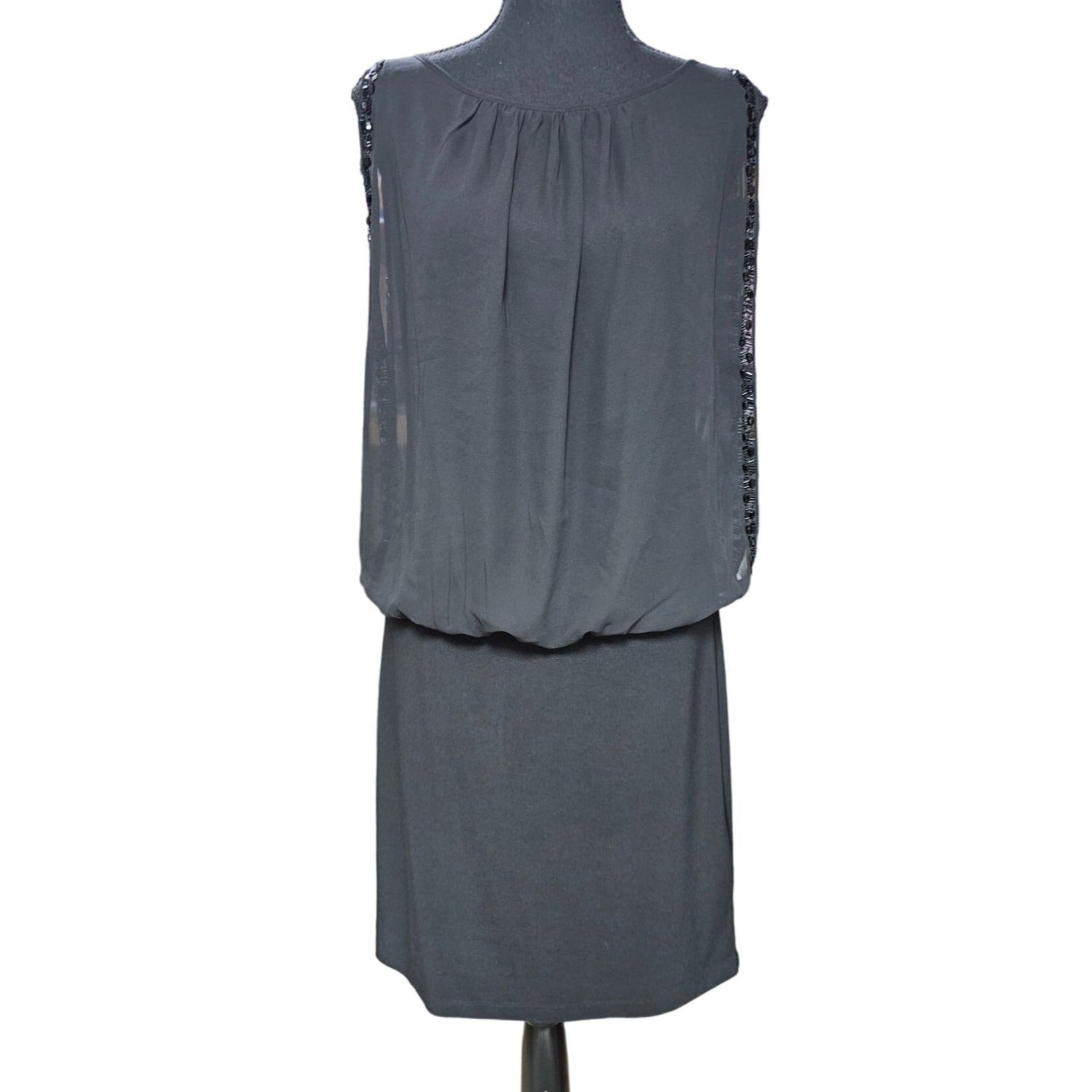 Scarlett Blouson Chiffon Sleeveless Black Mini Dress, Size 8