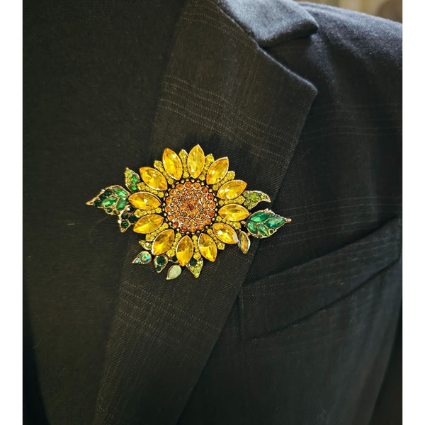 Large Sunflower Rhinestone Brooch. Add a Bold Accent to your Style!
