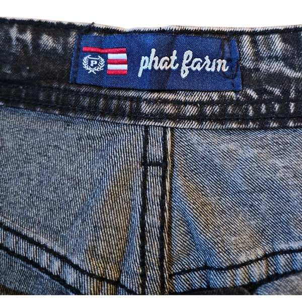 Size 46 Phat Farm Mens Acid Wash Stretch Denim Shorts With Distressed Design
