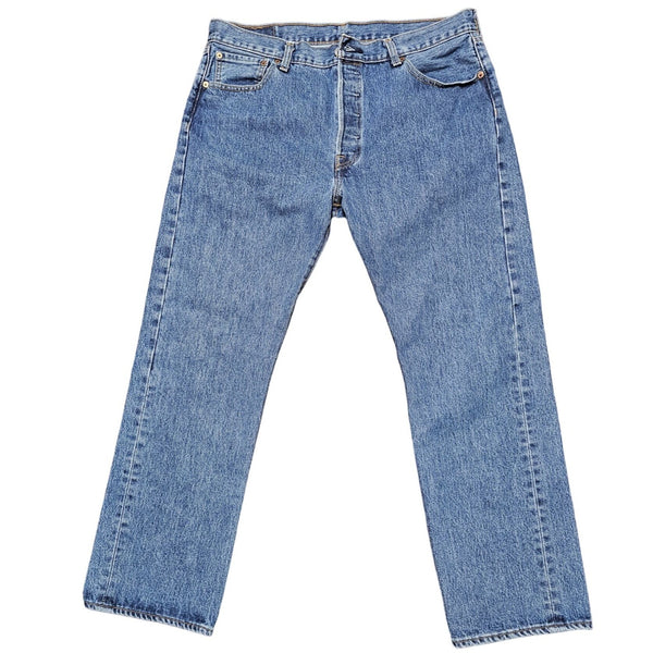 Classic Levi's 501 Button Fly Medium Wash Denim Men's Jeans, Size 36 x 30