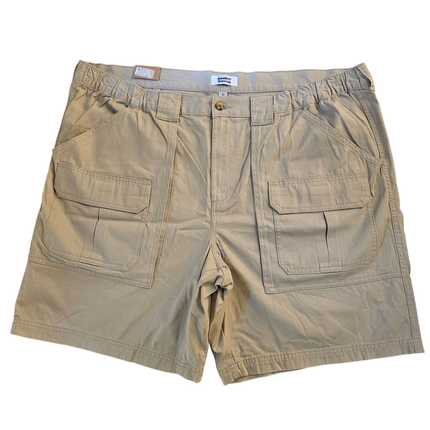 Size 48 Mens Croft & Barrow Safari Shorts Cotton Light Tan Casual Elastic Waist