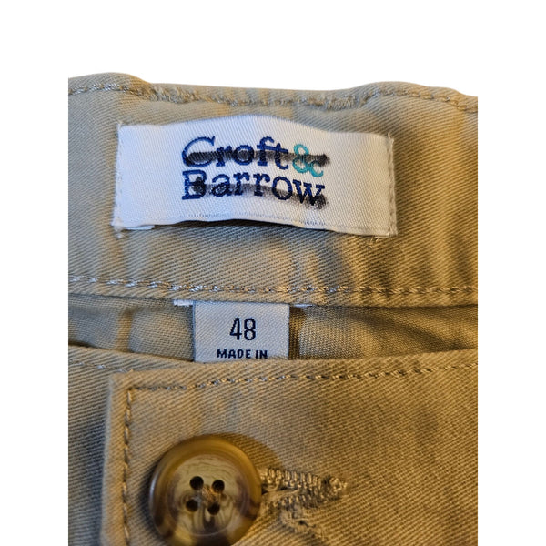 Size 48 Mens Croft & Barrow Safari Shorts Cotton Light Tan Casual Elastic Waist