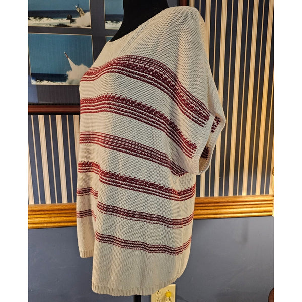 Chico's Women's Oversized Striped Sweater Size 12P Cotton, Linen & Rayon Blend