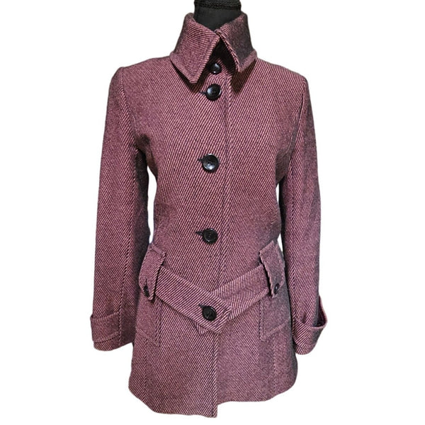 Gratti Italy Women's Wool Blend Reefer Single Breasted Belted Coat, Size Small
