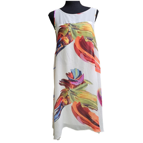 Robbie Bee Flowy Sheer Shell, Summer Beach A-Line Casual Dress, Size 6
