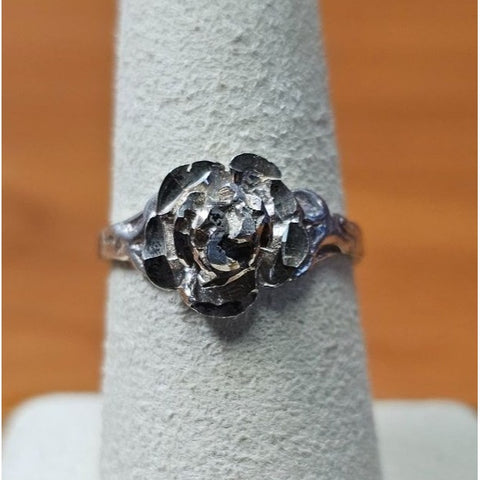 Antique 925 Sterling Silver Abstract Flower Rustic Ladies Ring Size 8