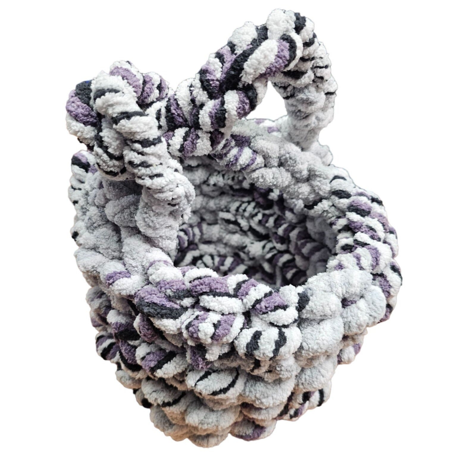 Handmade Hobo Handbag. Gray, Purple & Black. Two Interlocking Handles