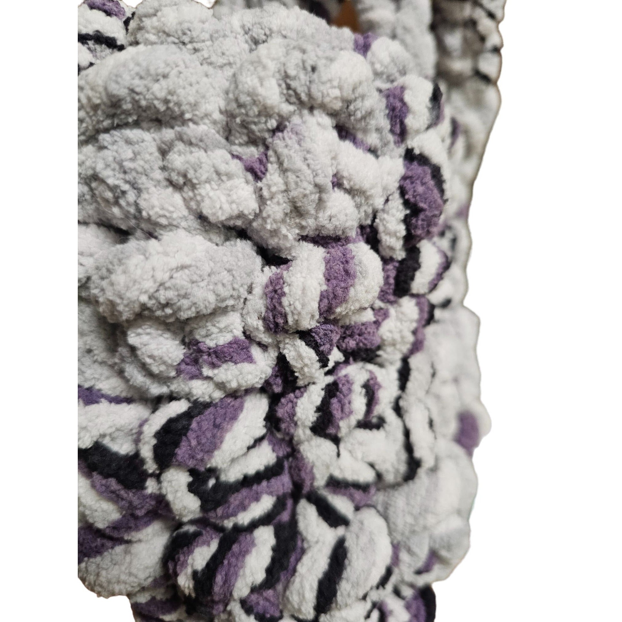 Handmade Hobo Handbag. Gray, Purple & Black. Two Interlocking Handles