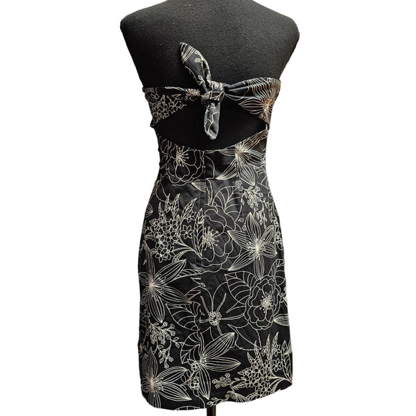 Vintage Teeze Me Black and White Strapless Pencil Mini Dress, Size 3