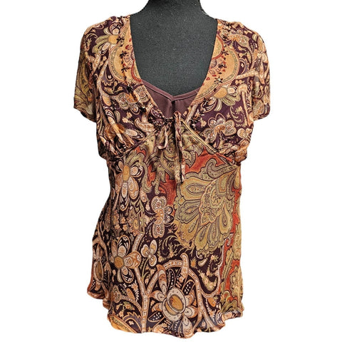 New York City Design Made of 100% Silk Sheer top with attached Tank Top Size M