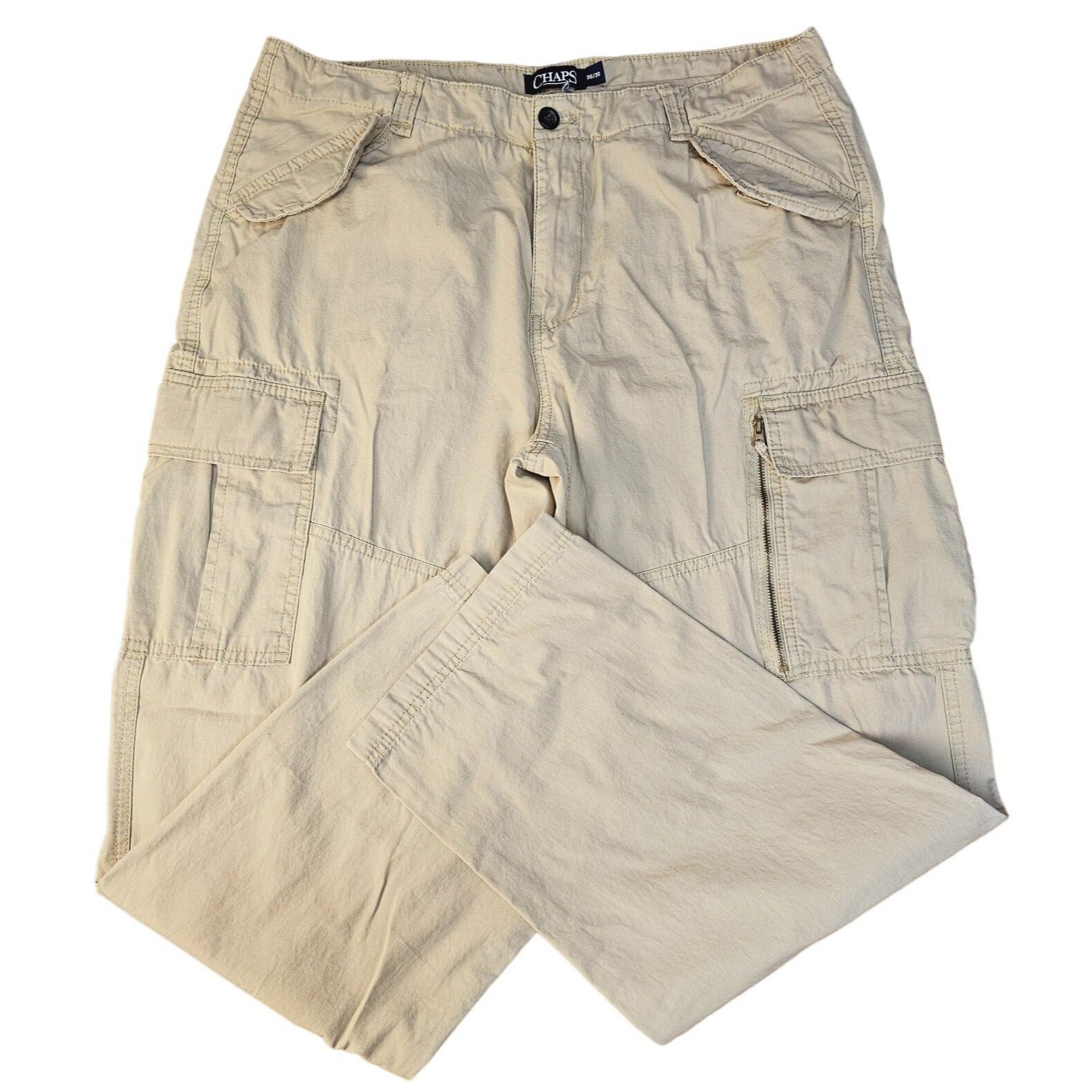 Chaps Lightweight Dress Cargo Cotton Outdoor Tan Khaki Pants Size 36 x 30