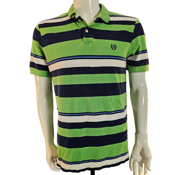 Vintage Chaps Striped Polo Shirt Green & Navy M