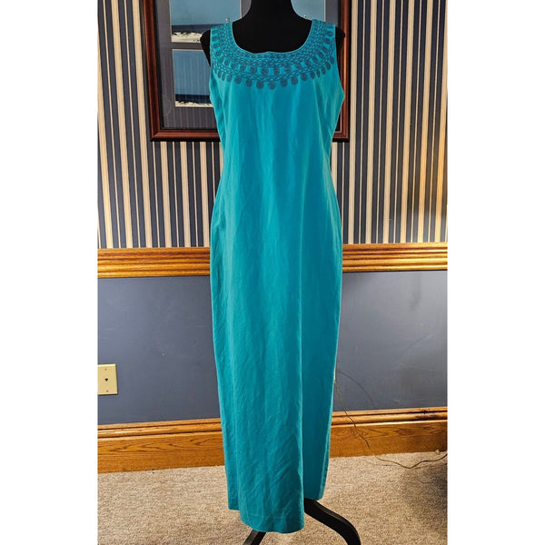 Jessica Howard Turquoise 2-Piece Set Full Length Dress Set Linen Blend Size 8