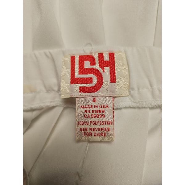 Vintage LSH White Pleated Mini Skirt With Multicolor Hem Size 4 Made In USA