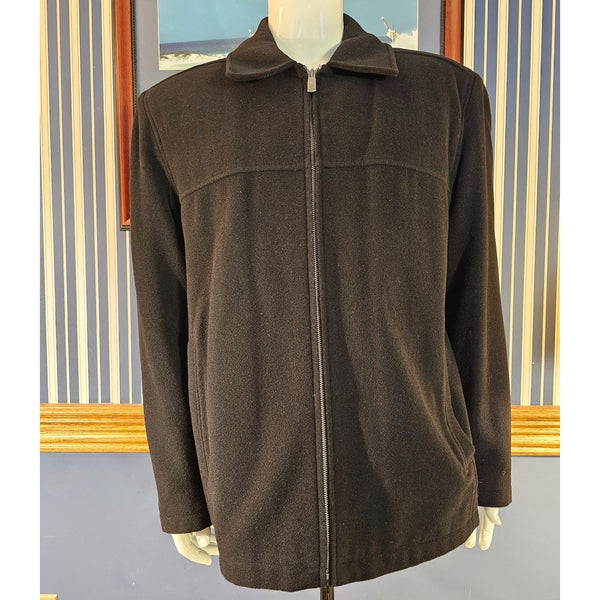 Dockers Men's Black Wool Blend Full-Zip Jacket Size L