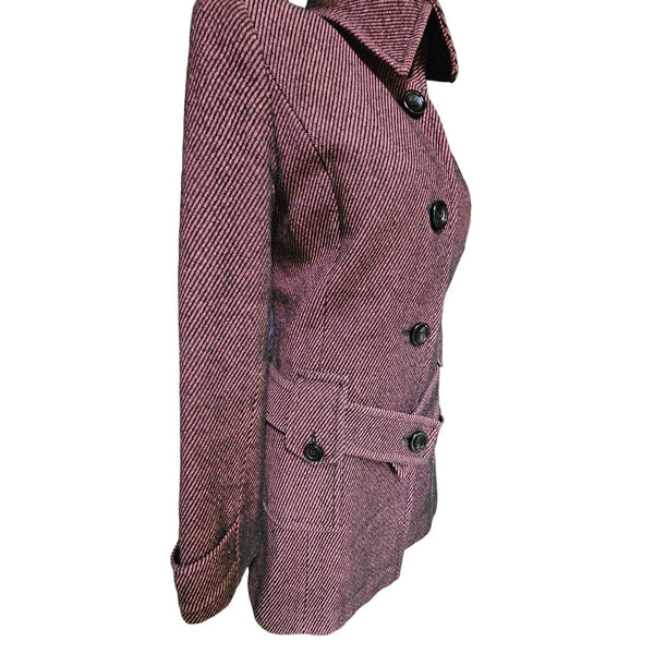 Gratti Italy Women's Wool Blend Reefer Single Breasted Belted Coat, Size Small