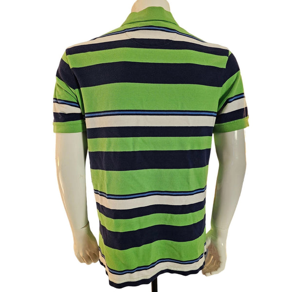 Vintage Chaps Striped Polo Shirt Green & Navy M