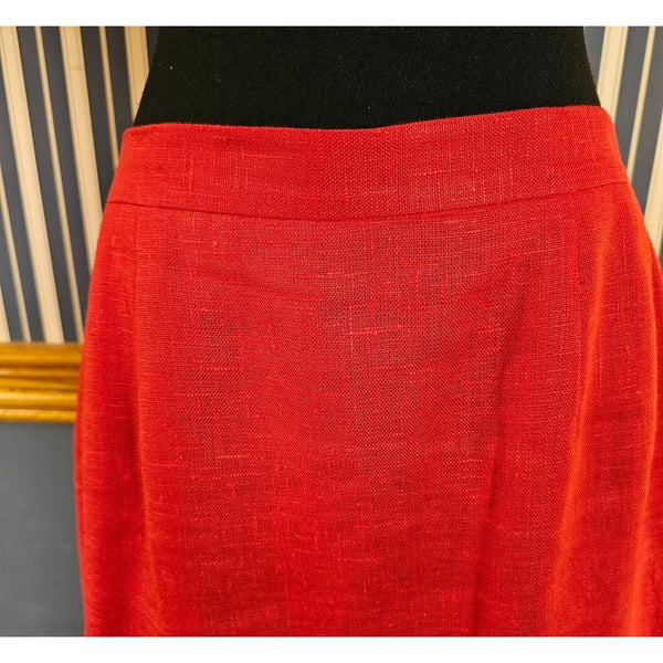 Harvé Benard Classic Linen Power Red Skirt Suit Size 12P