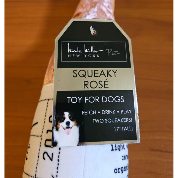 Nicole Miller New York Squeaky Rosé Wine Dog Toy