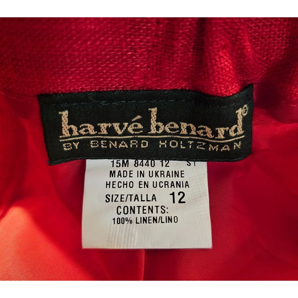 Harvé Benard Classic Linen Power Red Skirt Suit Size 12P