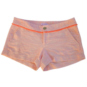 Lilly Pulitzer Bright Fluorescent Coral Pink Tweed Design Comfy Shorts Size 4