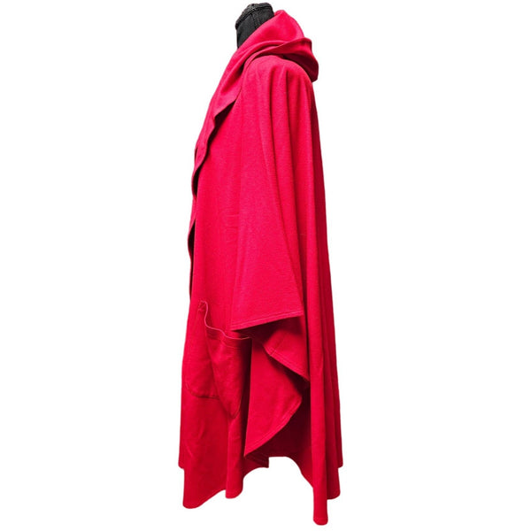 harve benard Stunning Vintage Wool Blend Red Hooded Cape Poncho with Pockets