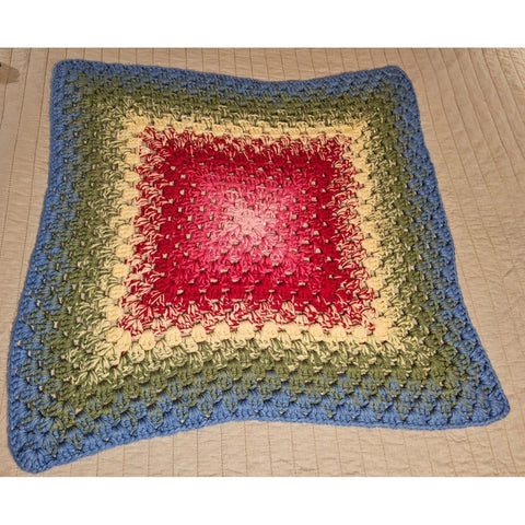 Vintage Style Small Chunky Square Lap Blanket. Knitted Crochet Couch Afgan 40x40