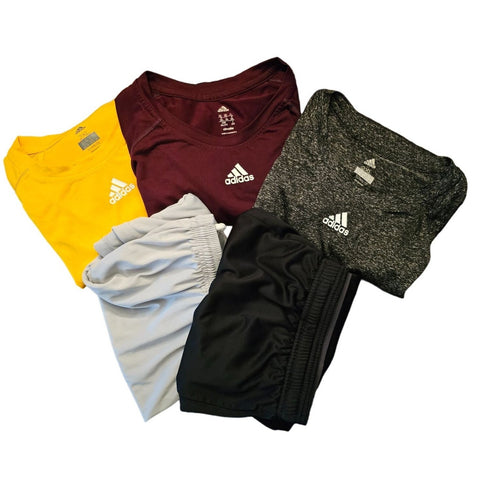 Bundle of Men's Active Wear. 3 Adidas Sport Pullovers & 2 Gym Shorts. Size 2XL