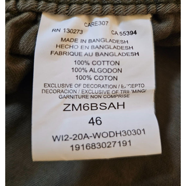 Wrangler Mens Olive Cargo Shorts Size 46 Cotton Elastic Waist & Multiple Pockets