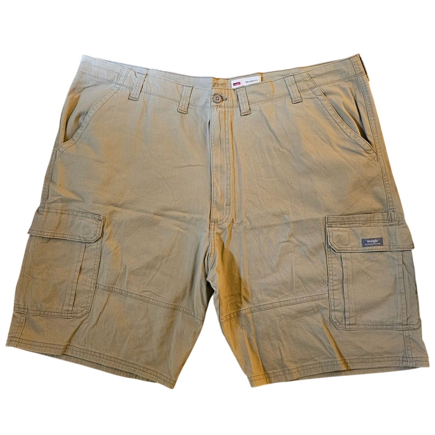 Wrangler Mens Relaxed Fit Cargo Shorts 48x10 Khaki Durable & Comfortable