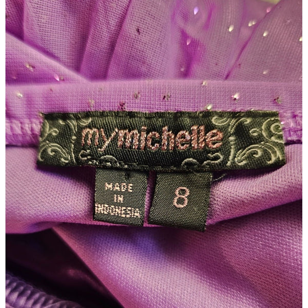 My Michelle Girls Purple Sparkle Party Dress Size 8