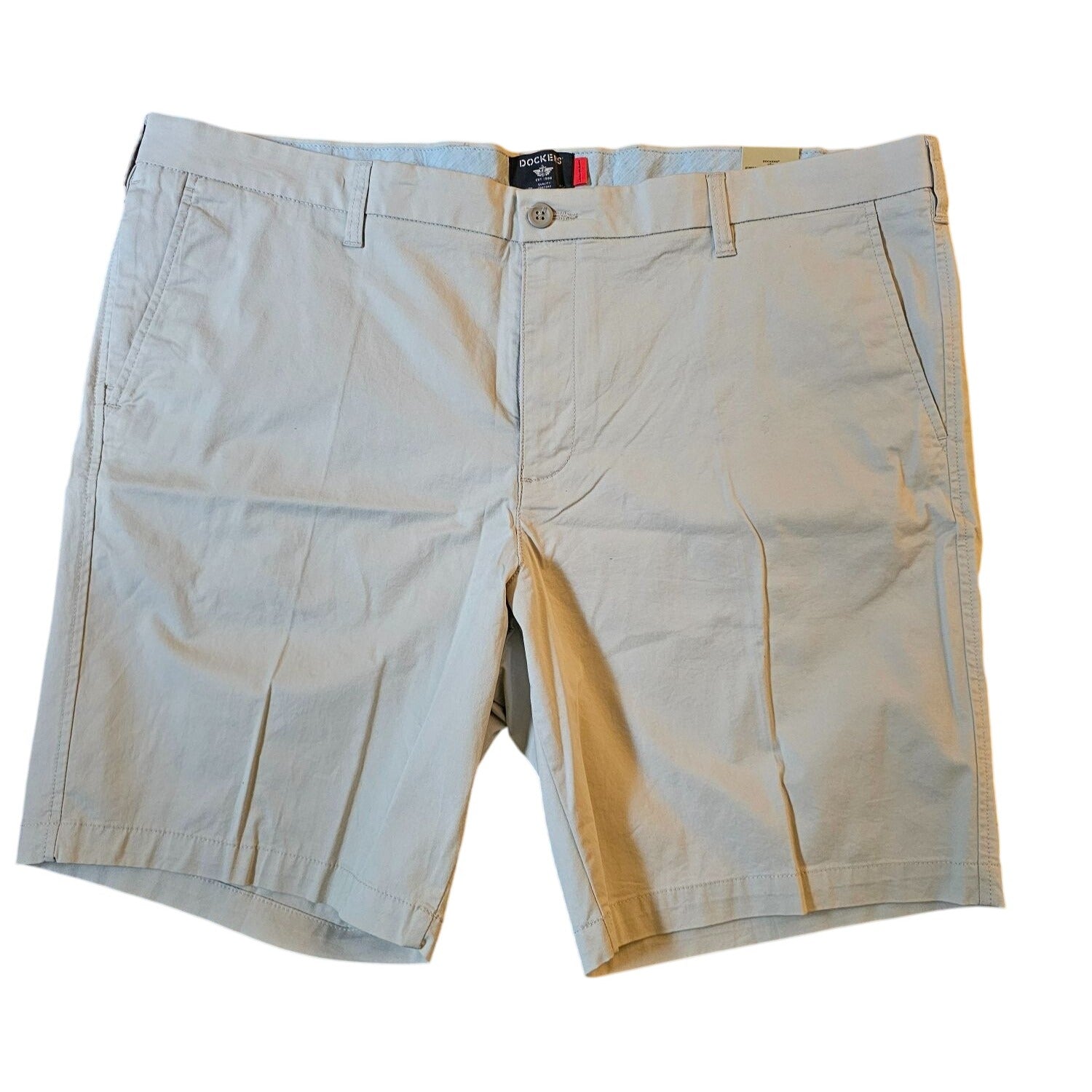 Dockers Mens Khaki Beige Water-Resistant Chino Shorts W44 Cotton Blend Casual