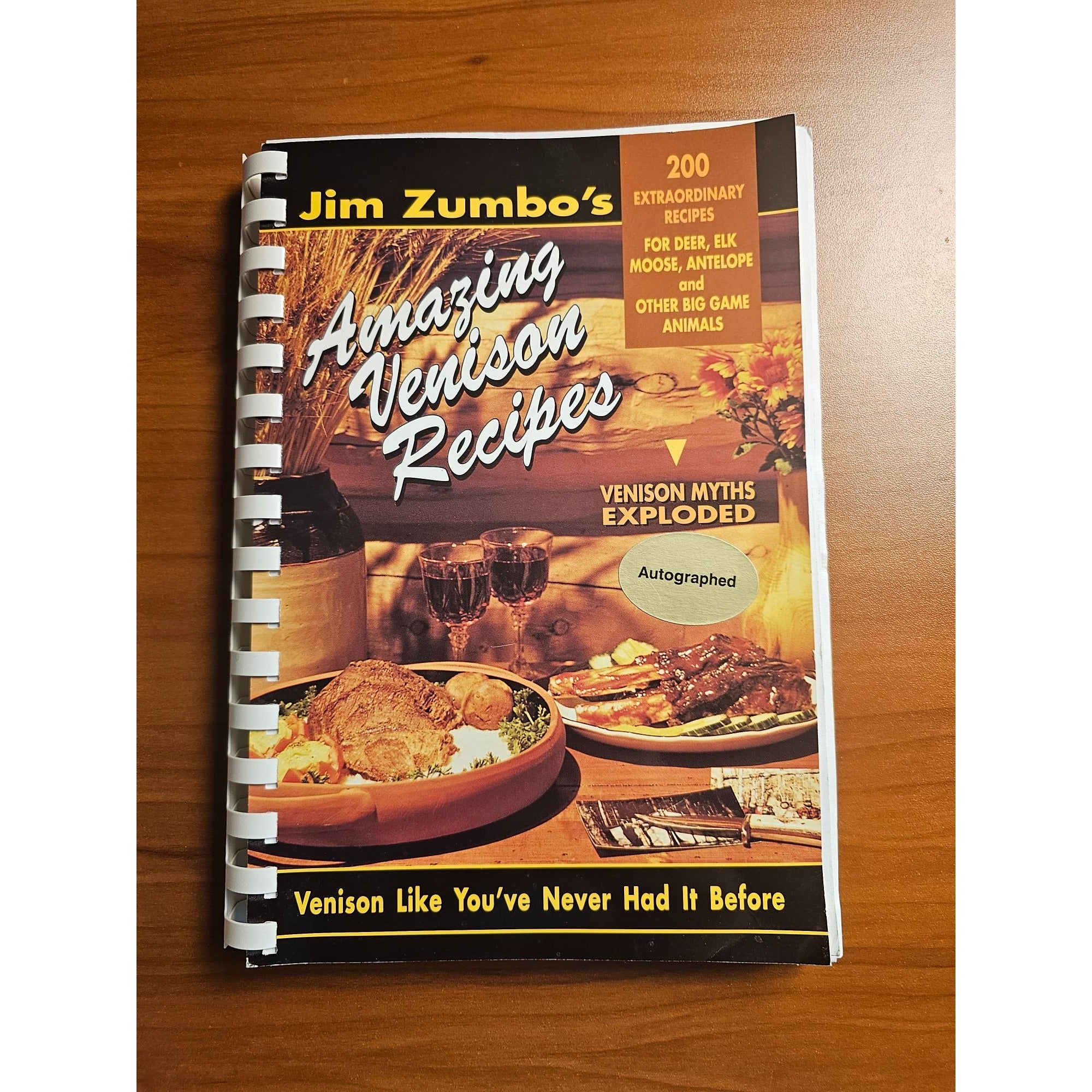 1st Edition & Autographed Jim Zumbos 'Amazing Venison Recipes' Cookbook 1994