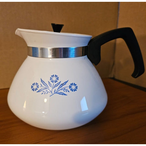 Vintage Corning Ware 6-Cup P-104 Teapot With Blue Cornflower Pattern