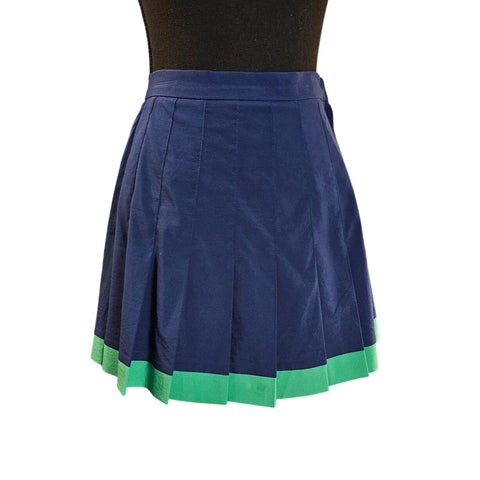Vintage Quantum Sports Navy & Green Pleated Tennis Skirt With Zipper Closure 4