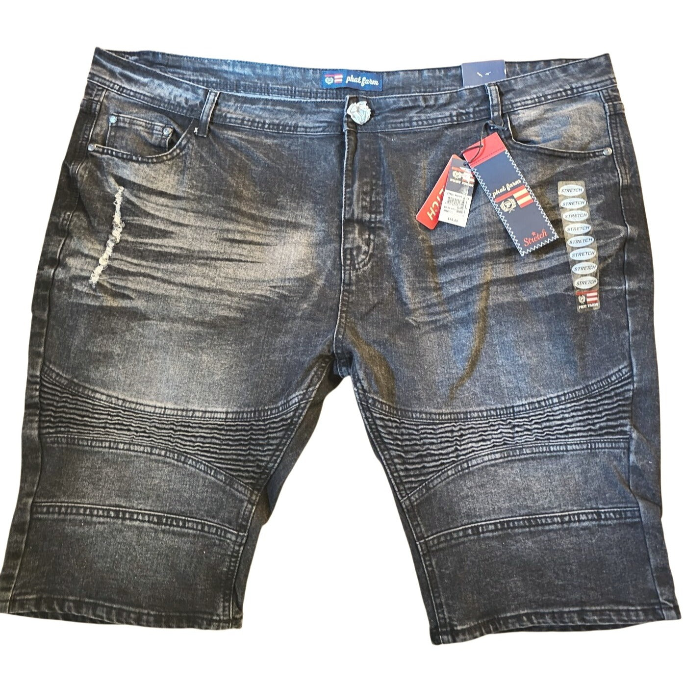 Size 46 Phat Farm Mens Stretch Denim Shorts Skinny Fit Dark Wash Cotton Blend