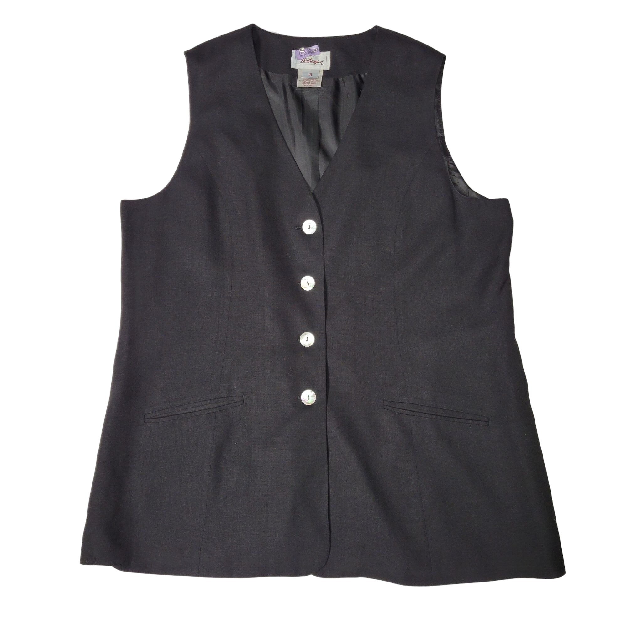 Worthington Women's Black Linen & Rayon Blend Vest, Size 18