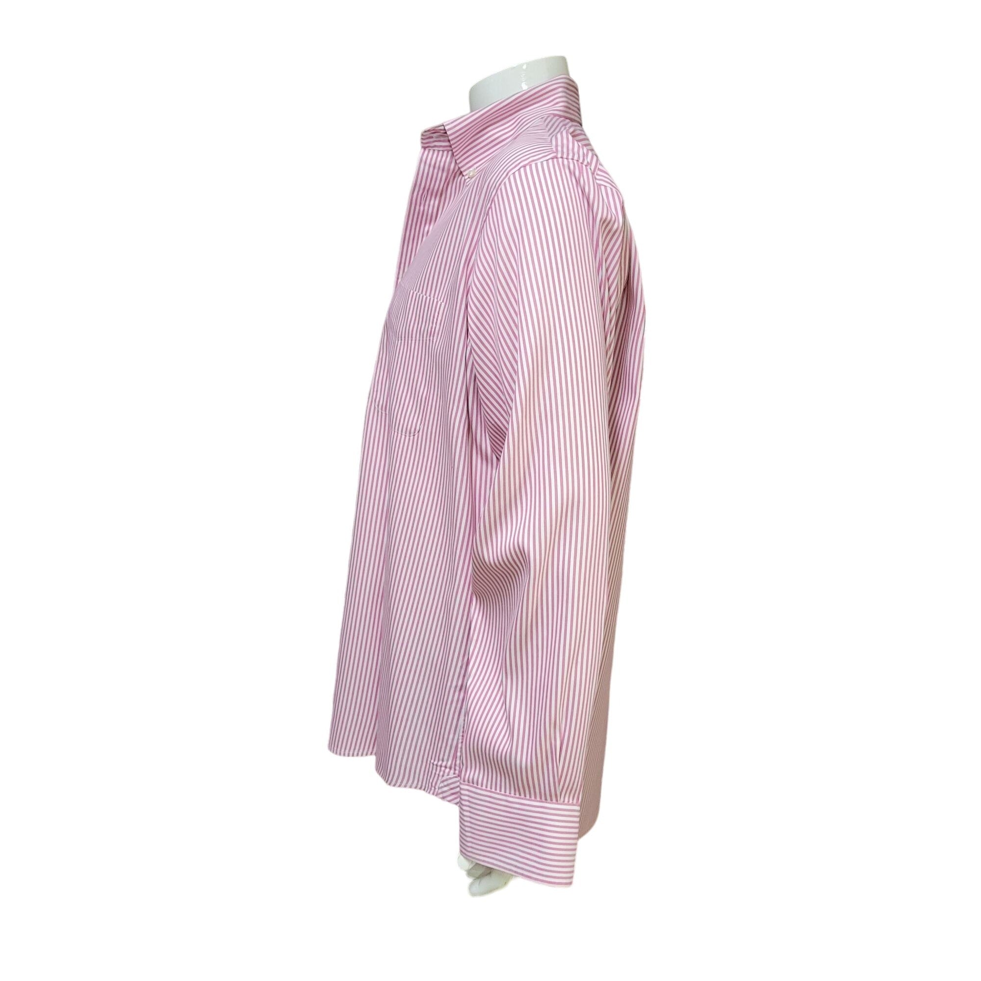 Lincs Men's Pink & White Striped Button Down Shirt. Size Large