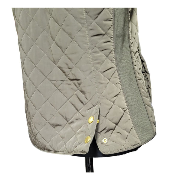 British Khaki Olive Green Puffer Quilted Vest Size Small