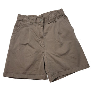 Bill Blass High Waisted Cotton Chino Women's Brown Shorts, Size 8