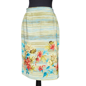 Koret Brand. Green and Blue Floral Midi Women's Skirt, Size 10