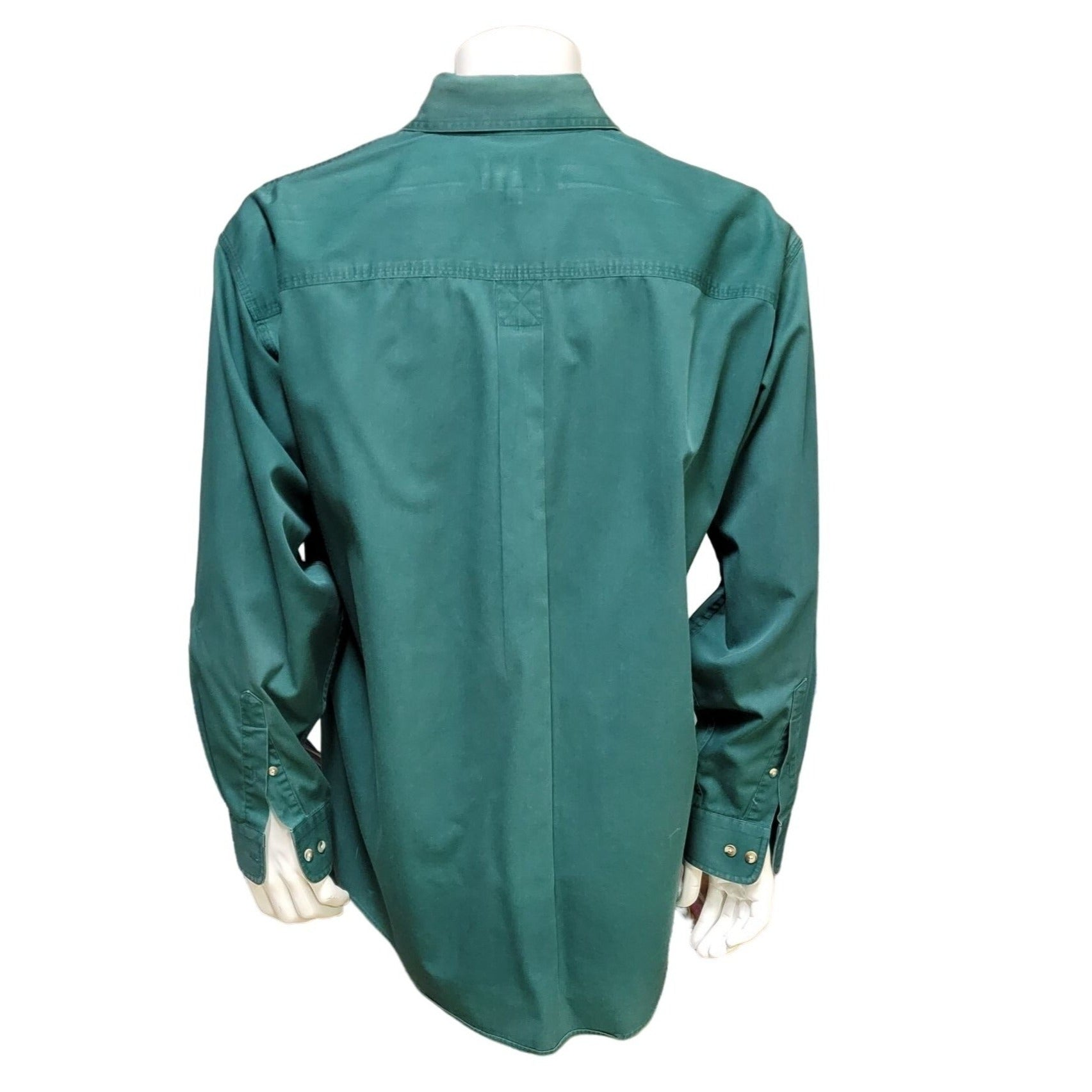 Savane Men's Long Sleeve, Button-Up Hunter Green, Deep Dye Shirt, Size Large Long