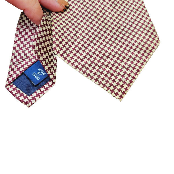Polo by Ralph Lauren Red and White Houndstooth Men's Tie, 56in Long